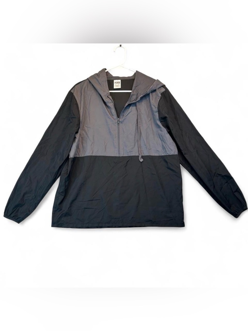 PINK Victoria's Secret women Two-Tone Gray & Black Windbreaker Pullover